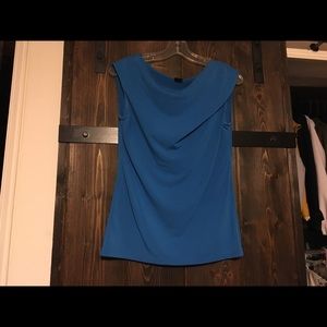 Blue Cap Sleeve Blouse